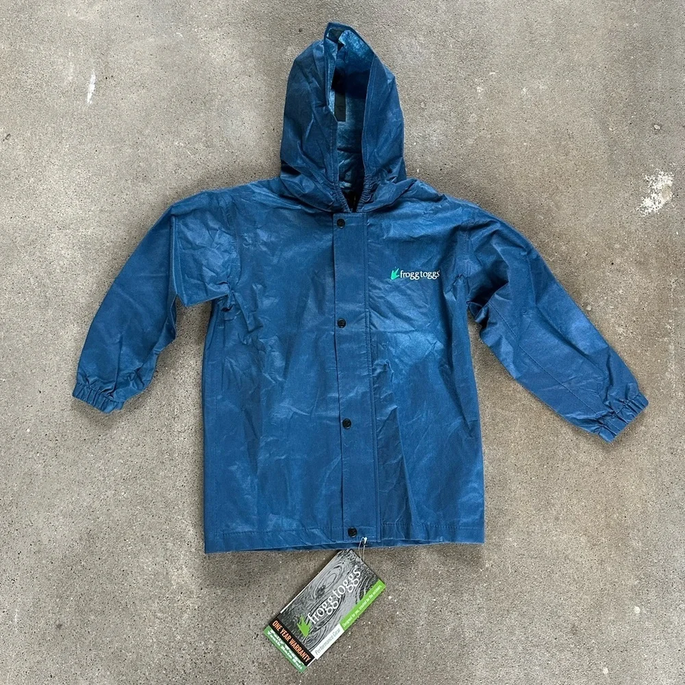 NWT Frogg Toggs Polly Woggs Kids Rain Suit Youth Royal Blue/Black Size Small
